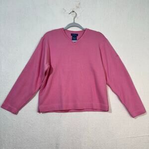 Faconnable Premium Long Sleeve Cotton Knit V-Neck Sweater Small Basic Minimalist